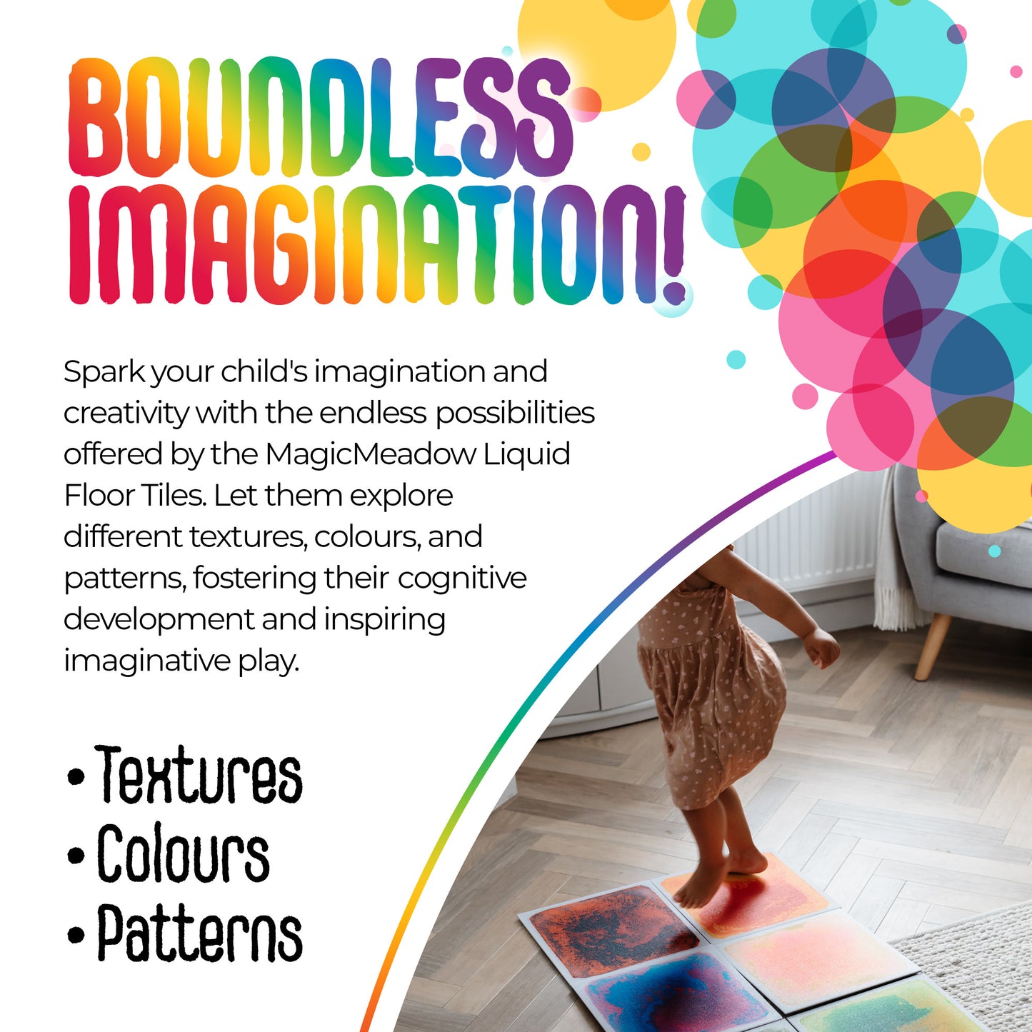 MagicMeadow Sensory Liquid Floor Tiles - Set of 6