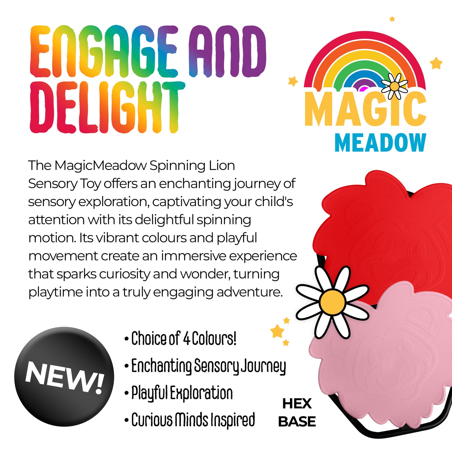 MagicMeadow Spinning Lion Sensory Toy