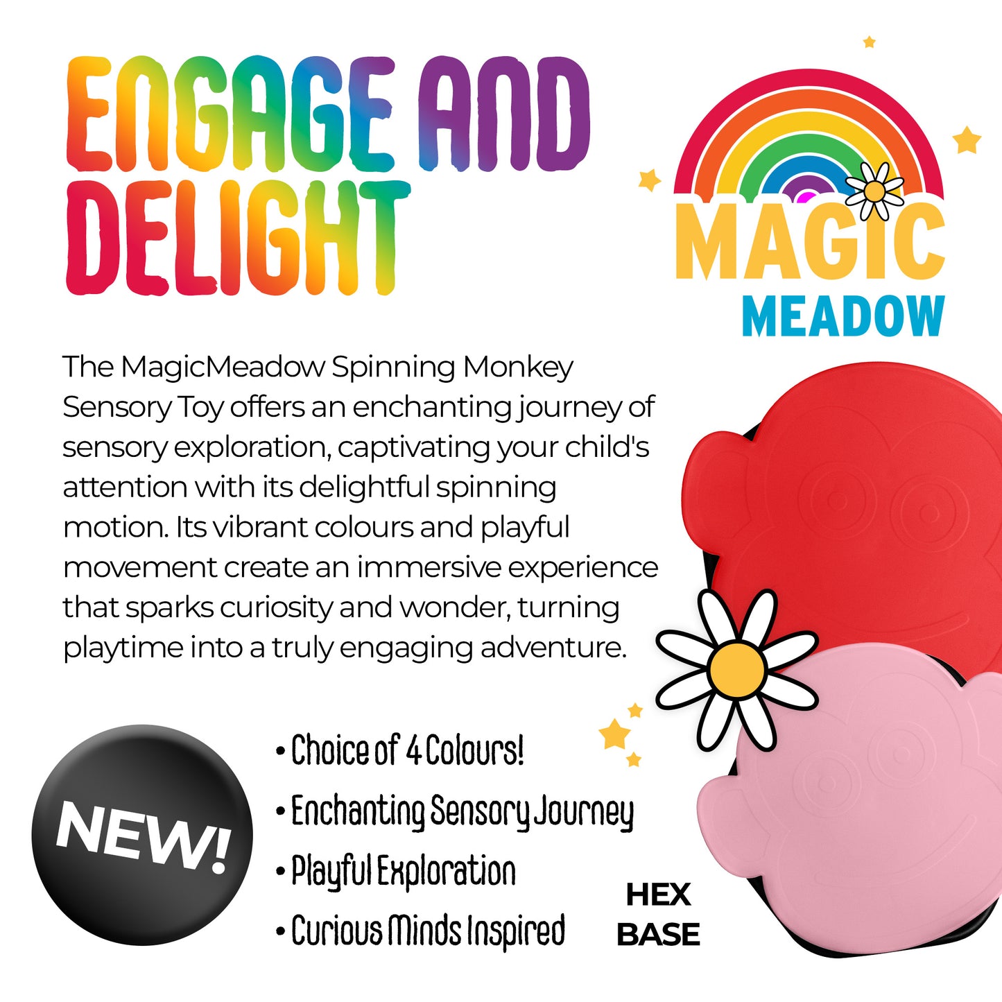 MagicMeadow Spinning Monkey Sensory Toy
