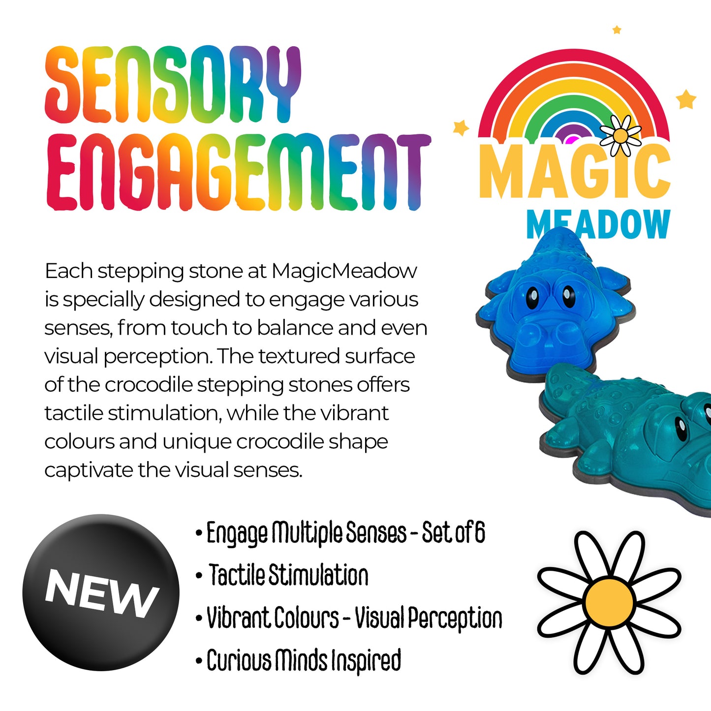MagicMeadow Crocodile Stepping Stones (set of 6)