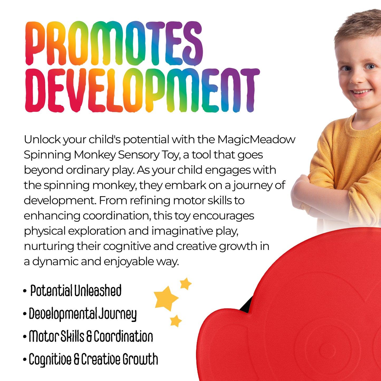 MagicMeadow Spinning Monkey Sensory Toy