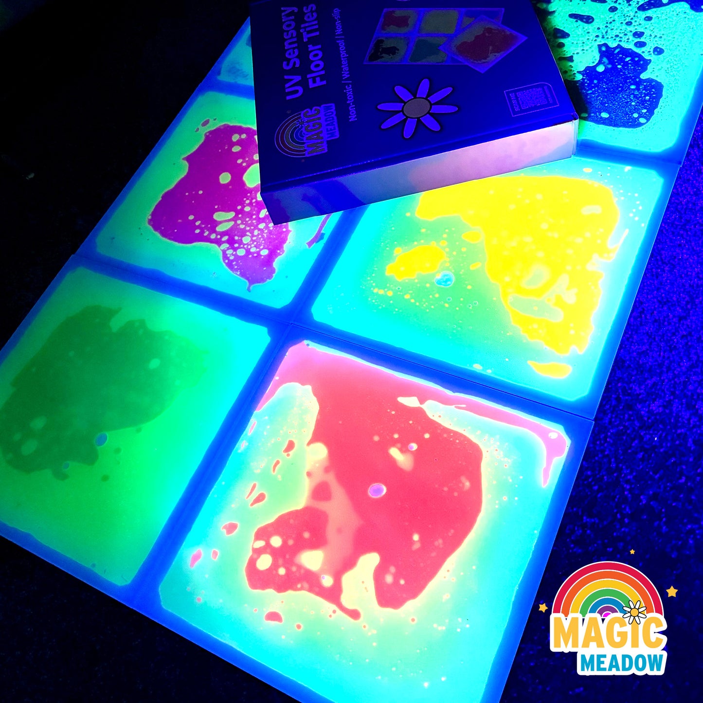 MagicMeadow Sensory UV Liquid Floor Tiles - Set of 6