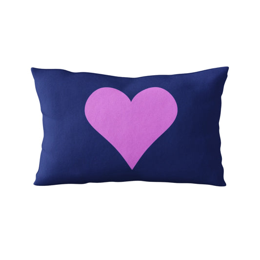 Glow sketch Pillow Case showing product with pillow inside (pillow not included). Black pillow with pink heart in the centre. 