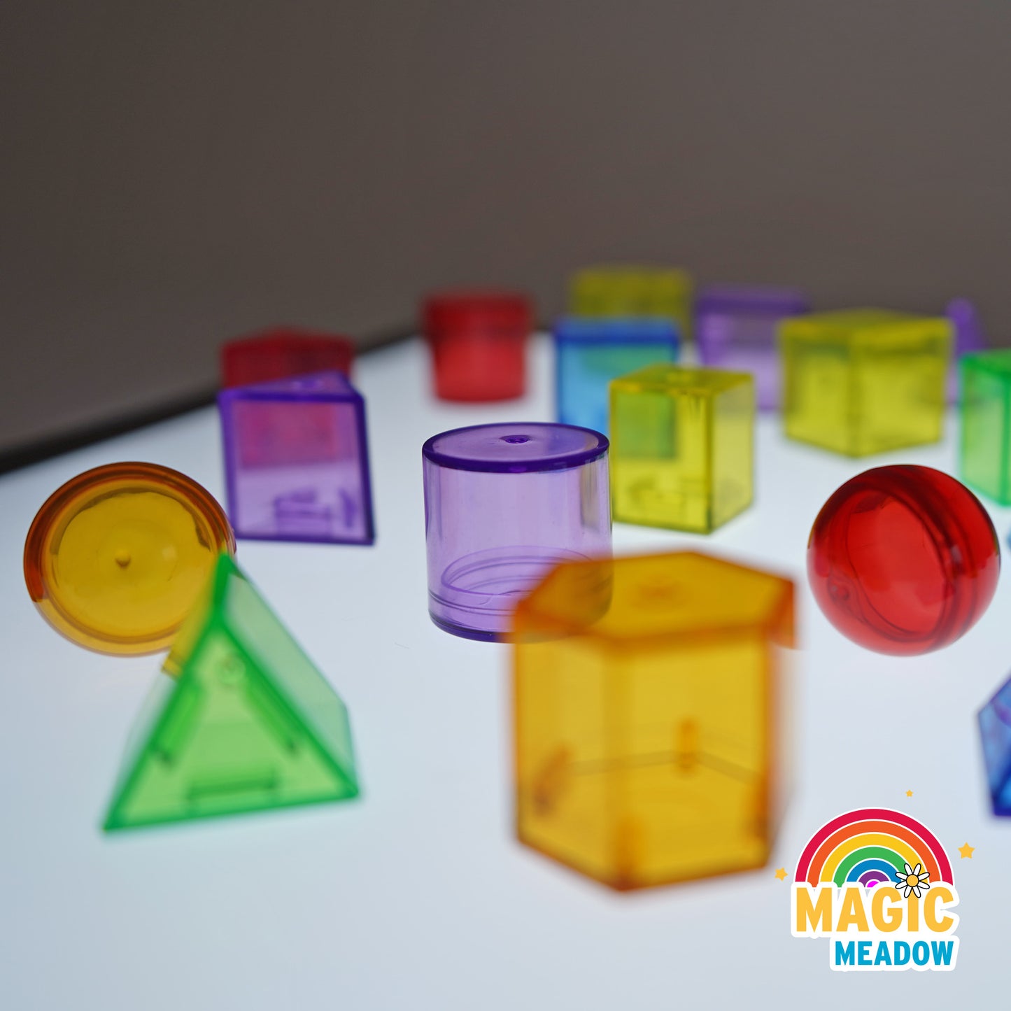 MagicMeadow Geometric Blocks Bundle with LED Light Panel