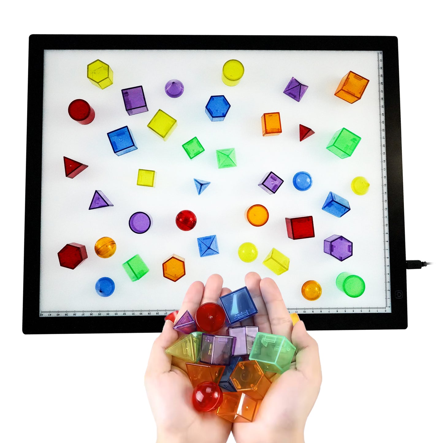 MagicMeadow Geometric Blocks Bundle with LED Light Panel